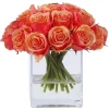Rose Bud in Square Glass 9"