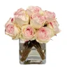 Rose Bud in Square Glass 9"