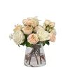 Roses in Glass Vase 11"