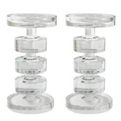 ROUND BASE CRYSTAL CANDLEHOLDER 9" (Set of 2)