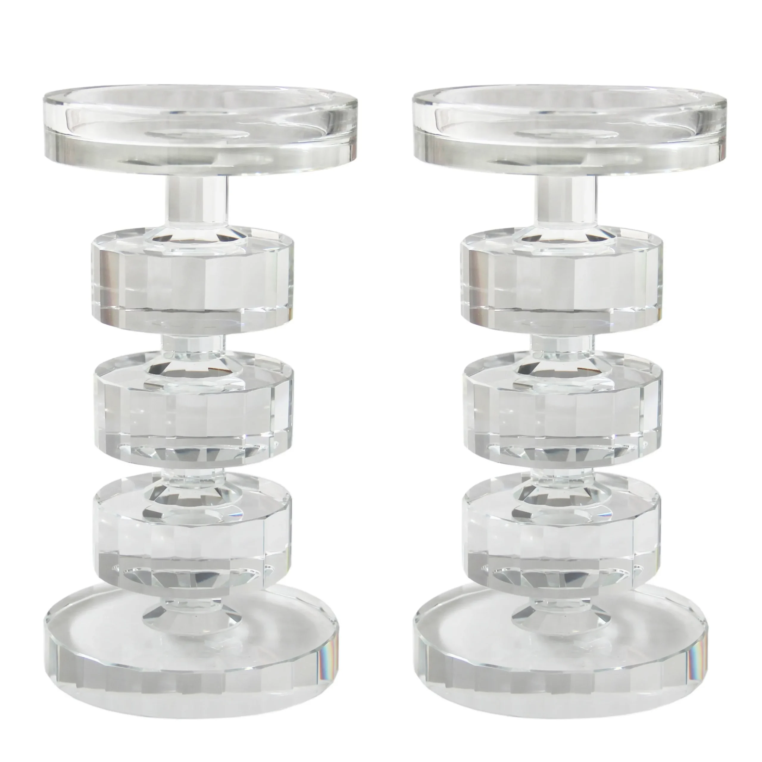 ROUND BASE CRYSTAL CANDLEHOLDER 9" (Set of 2)
