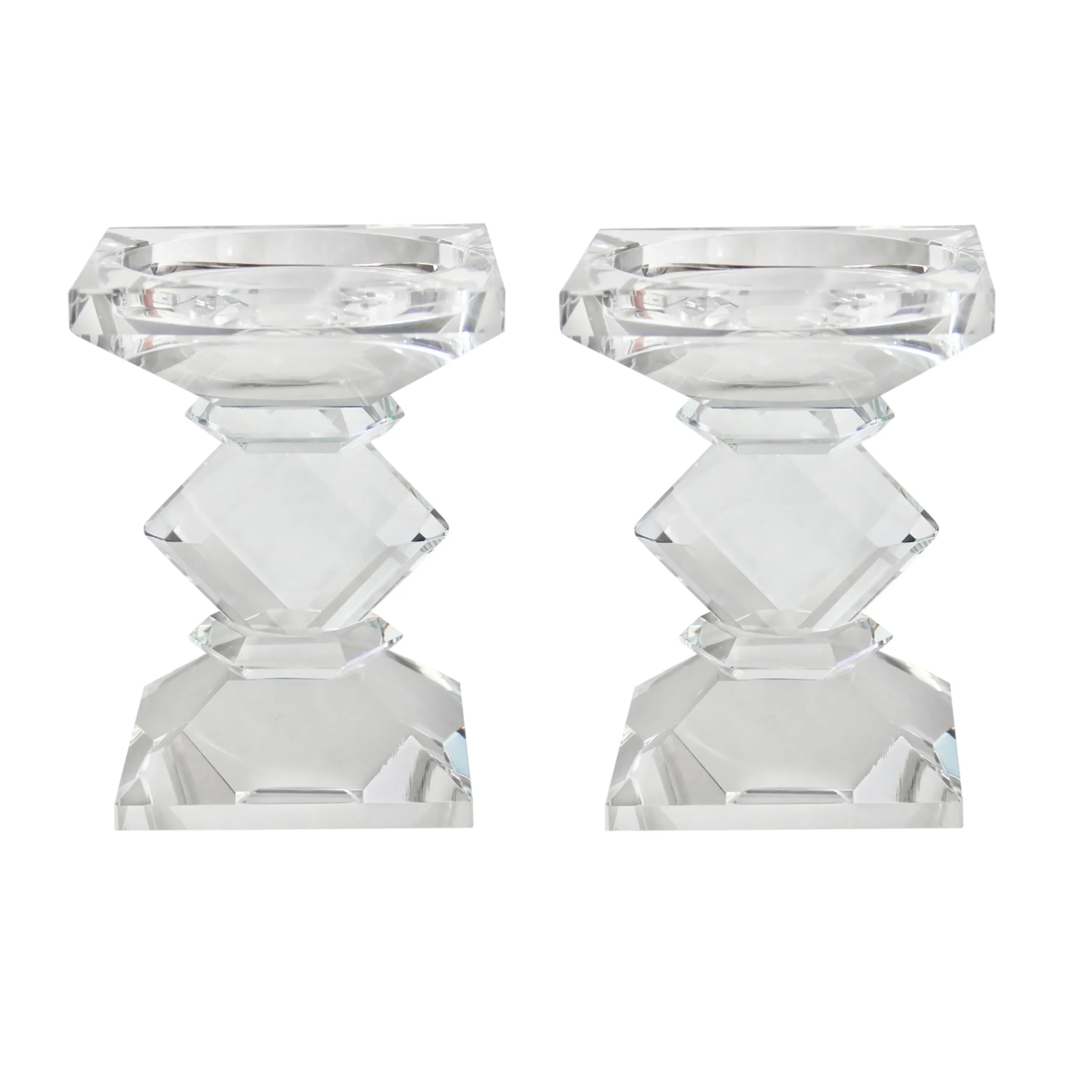 Short Crystal Candleholders 5" (Set of 2)