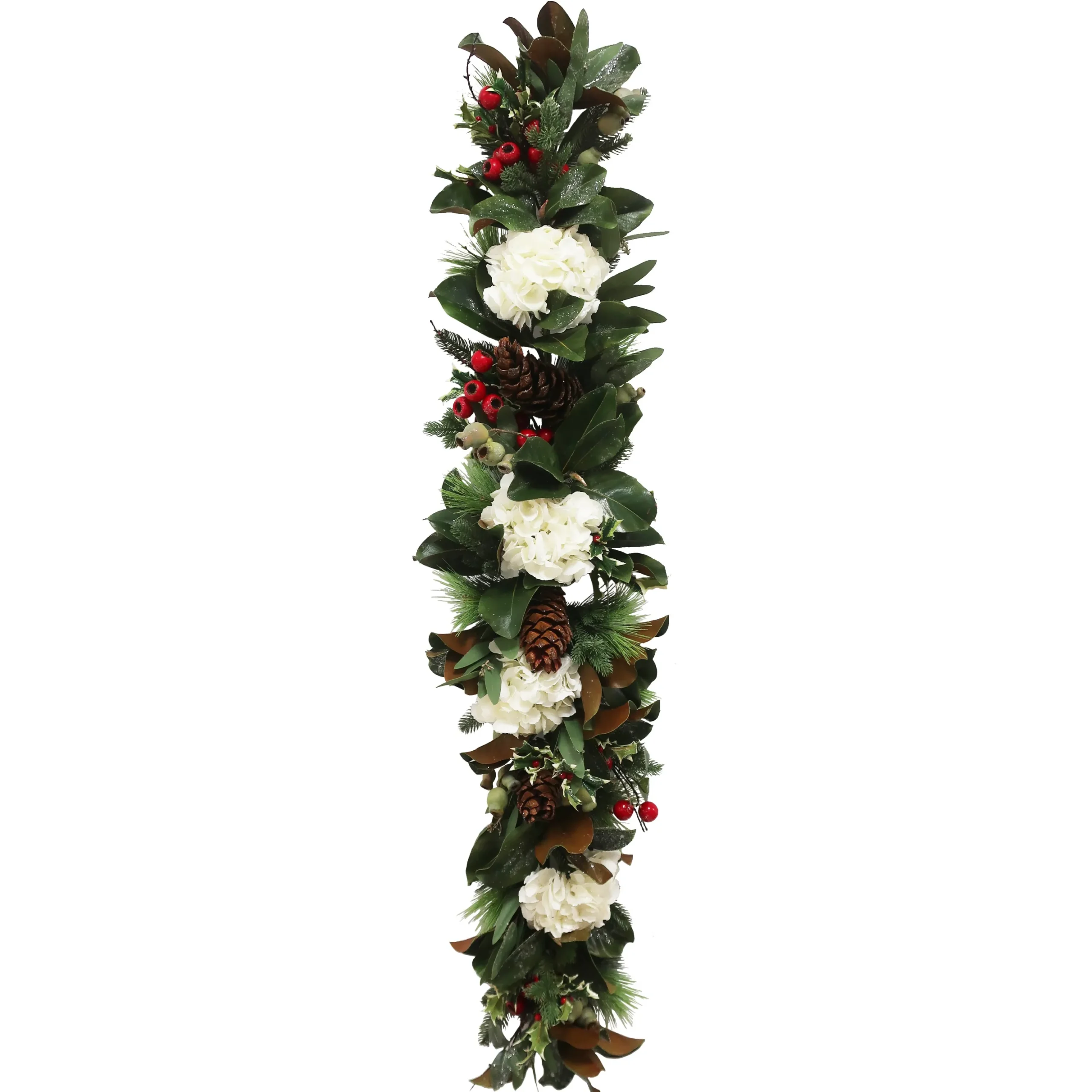 White Hydrangea Holiday Garland 5'