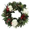 White Hydrangea Holiday Wreath 24"