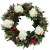White Hydrangea Holiday Wreath 30"