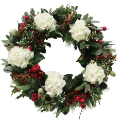 White Hydrangea Holiday Wreath 30"