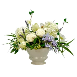 White Mix Floral in Round Pot 16"