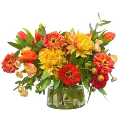 Zinnia Dahlia in Vase 16"
