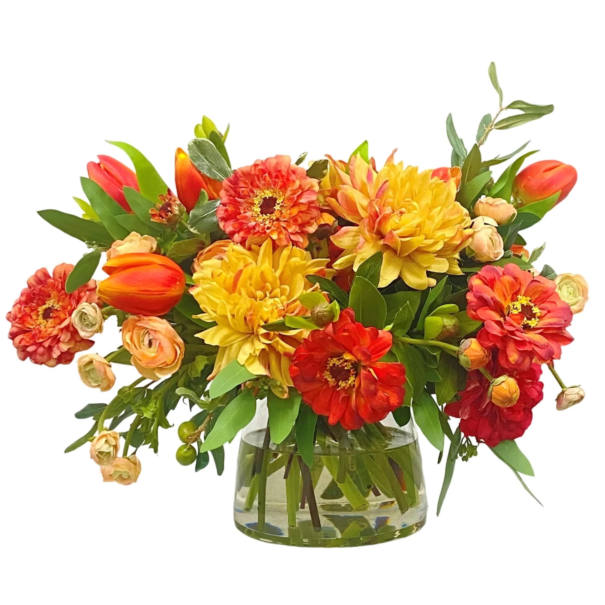 Zinnia Dahlia in Vase 16"